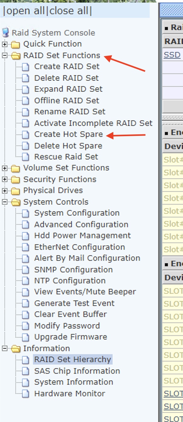 how-do-i-set-a-hard-drive-to-be-a-hot-spare-areca